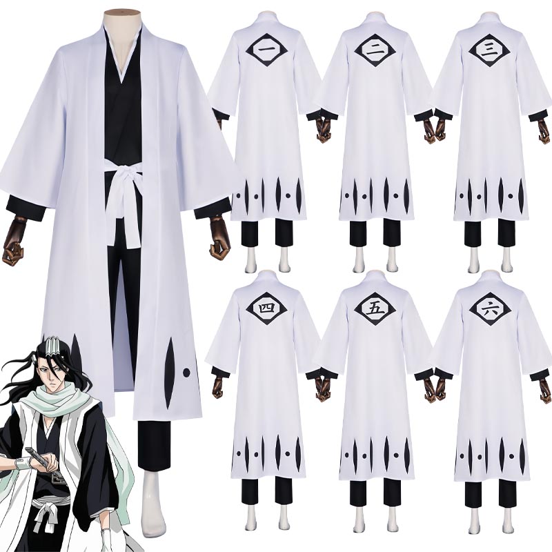 Anime Cosplay Bleach - アニメ愛染宗介コスプレ衣装ブリーチコスプレ朽木白哉隊長日月牙司隊長ローブ着物衣装男性用