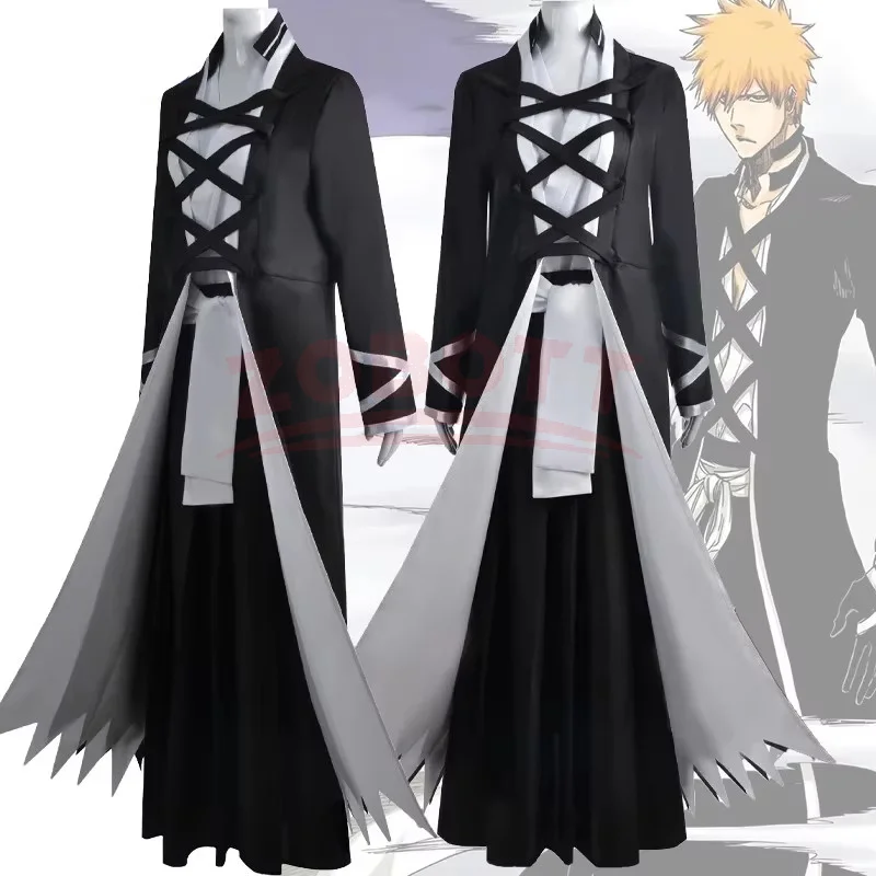 Anime Cosplay Bleach - アニメブリーチ千年血戦篇黒崎一護コスプレ衣装魂社会死神セットロックカットオンデイバンカイ制服