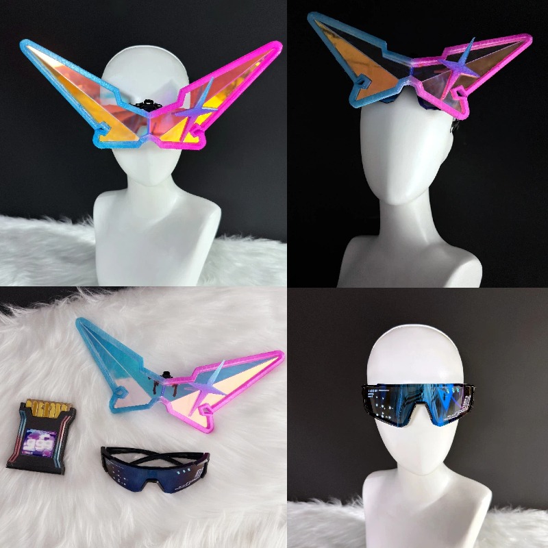 Women Anime Cosplay - ゲーム Honkai: スターレール シルバーウルフ コスプレ小道具 カラフルなメガネセット