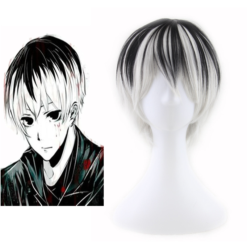Anime Cosplay Tokyo Ghoul - 東京グール灰谷沙希コスプレウィッグ 28 センチメートルショート人工毛ペルーカパーティーコスプレウィッグ + ウィッグキャップ