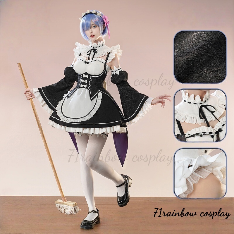 Anime Cosplay Rem - Re:ゼロから始める異世界生活 レム メイド コスプレ 女性 クリスマス衣装