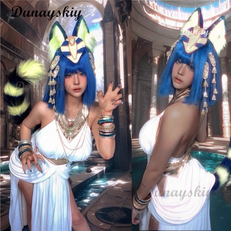 Egypt Cosplay Anime - エジプト女王アンカコスプレ衣装白のセクシーなドレスゲームどうぶつの森ロールプレイ制服ハロウィンカーニバルドレッシング