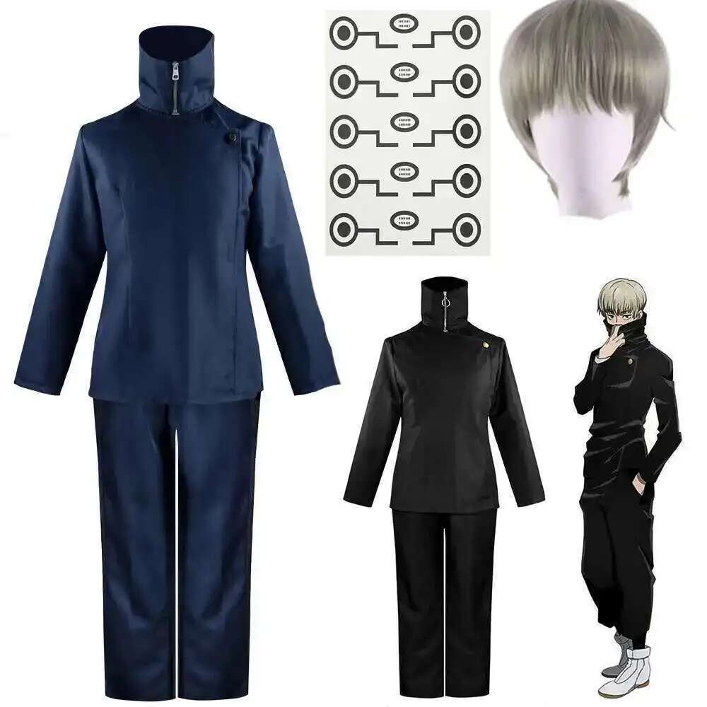 Anime Cosplay Jujutsu Kaisen - 新アニメスクールトップ 海賊団タトゥーパンツ 呪術制服 パーティーコスチューム 犬巻 ハロウィン