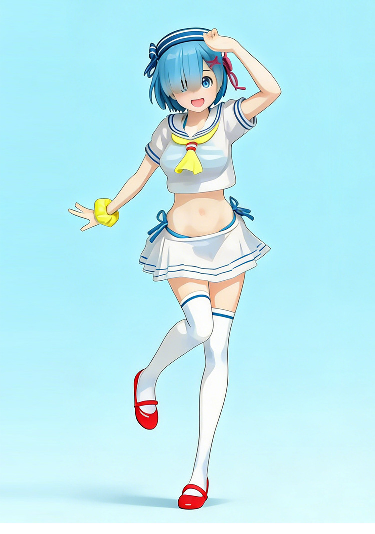 Anime Cosplay Rem - アニメコスプレ衣装レムセーラーコスチュームトップとパンツの3点セットセクシーな半袖衣装普段着用