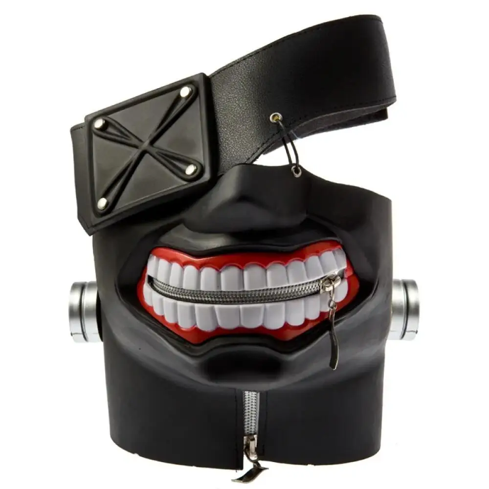 Anime Cosplay Tokyo Ghoul - カネキケンマスクコスプレ小道具男性女性ハロウィンパーティー 3D マスクアニメアクセサリージッパー口マスク怖いマスク