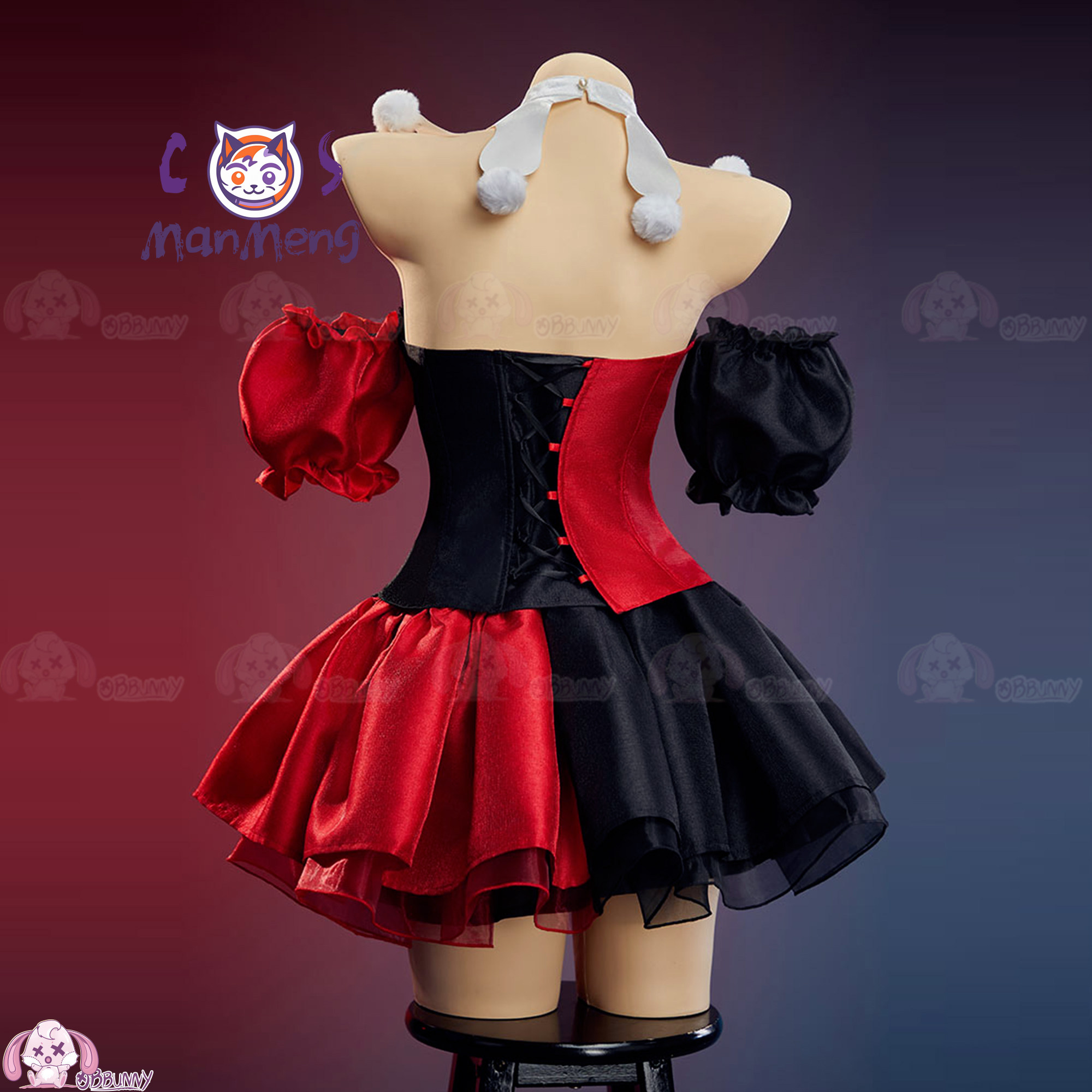 新しいピエロゴシックロリータウエストスカート赤と黒のカラーブ - Anime Cosplay Lolita のレビューと価格