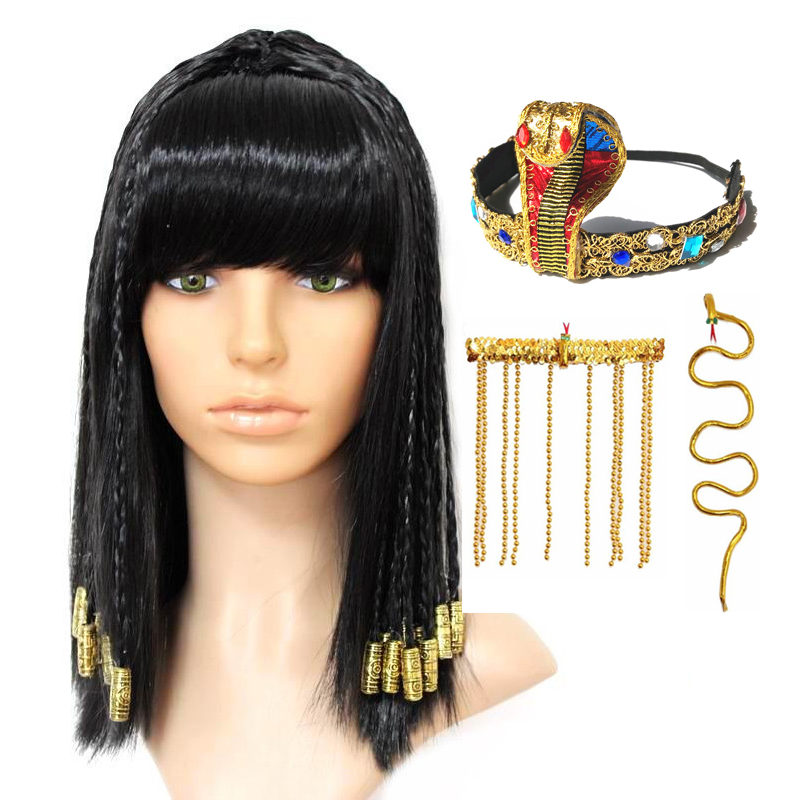 Cleopatra-ウィッグ,ウィッグ,コスプレ衣装,ゴール - Egypt Cosplay Anime のレビューと価格